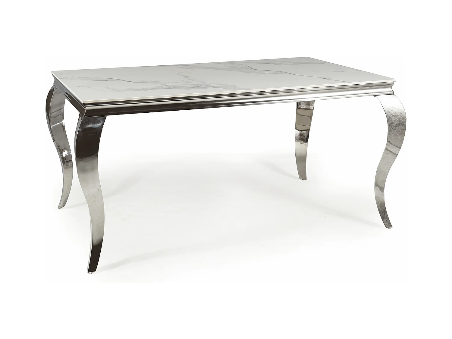 Table baroque métal et céramique blanc 150cm Bolti