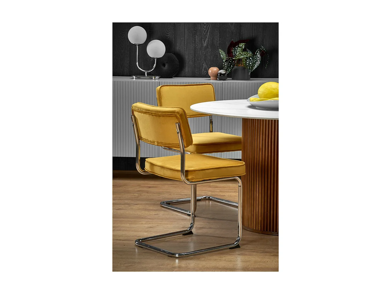 Mesa de comedor redonda de diseño Loco 120 cm en madera y mármol