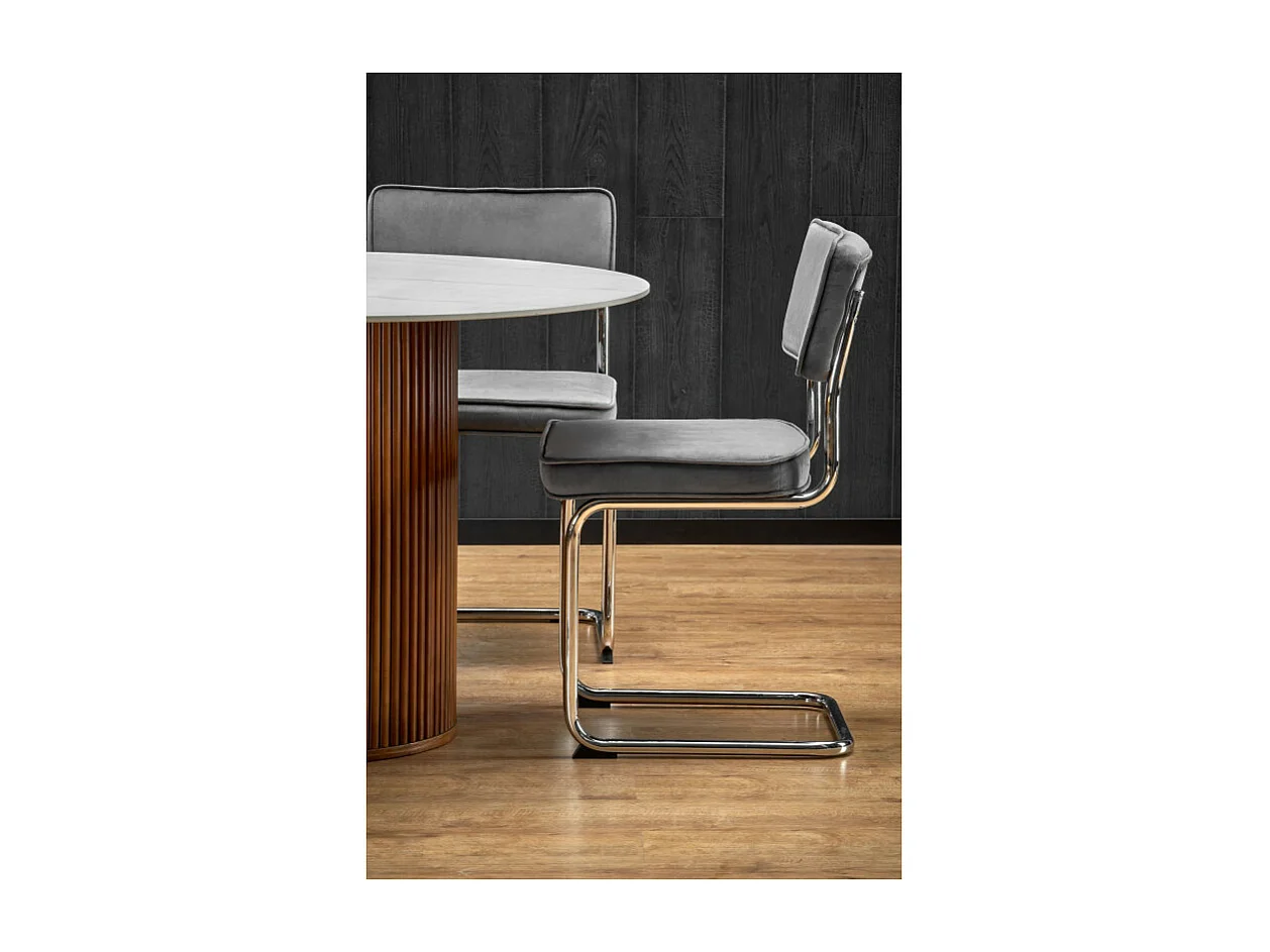 Mesa de comedor redonda de diseño Loco 120 cm en madera y mármol