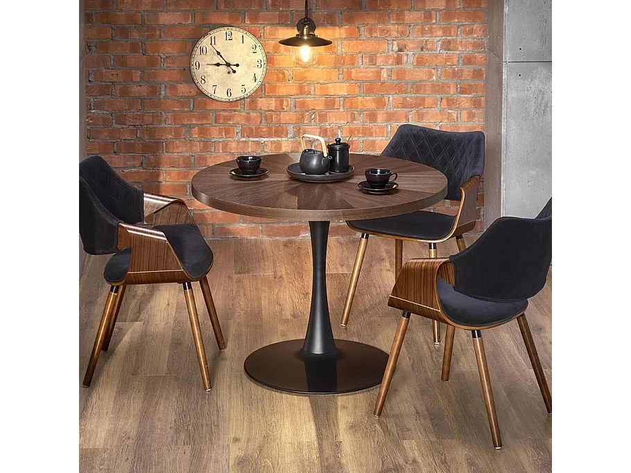 Table ronde 100cm noir et bois Melo