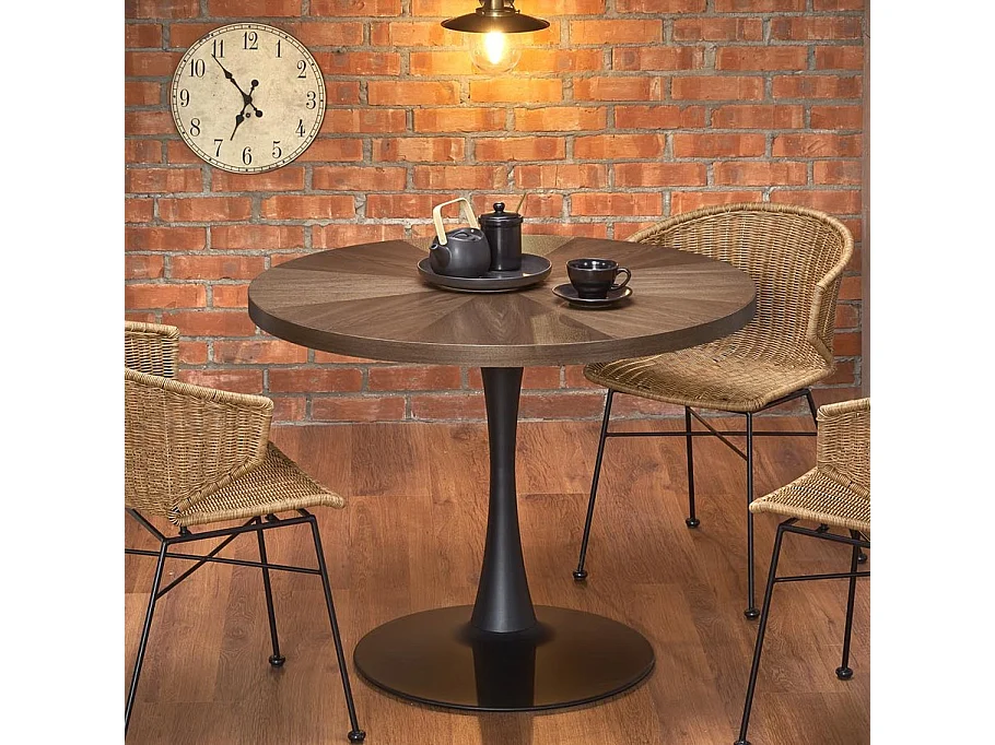 Table ronde 100cm noir et bois Melo