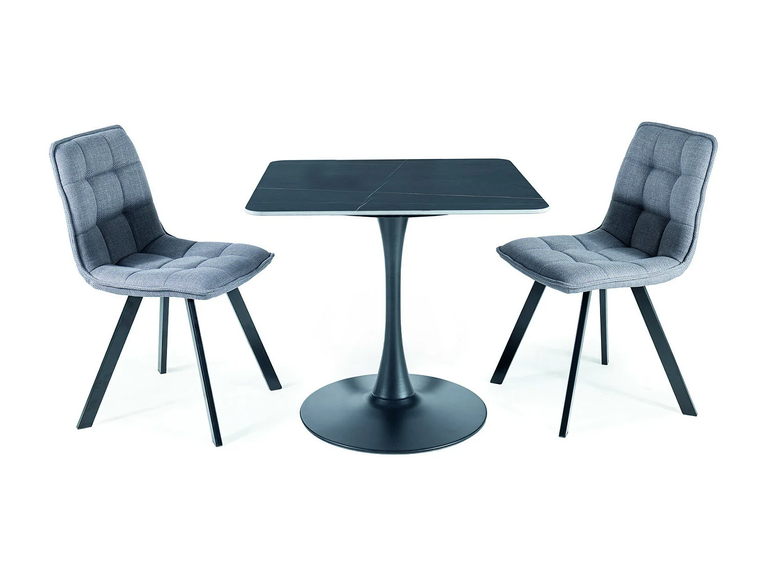 Tavolo da pranzo nero da 80 cm con piano in ceramica e base in metallo Sasha II