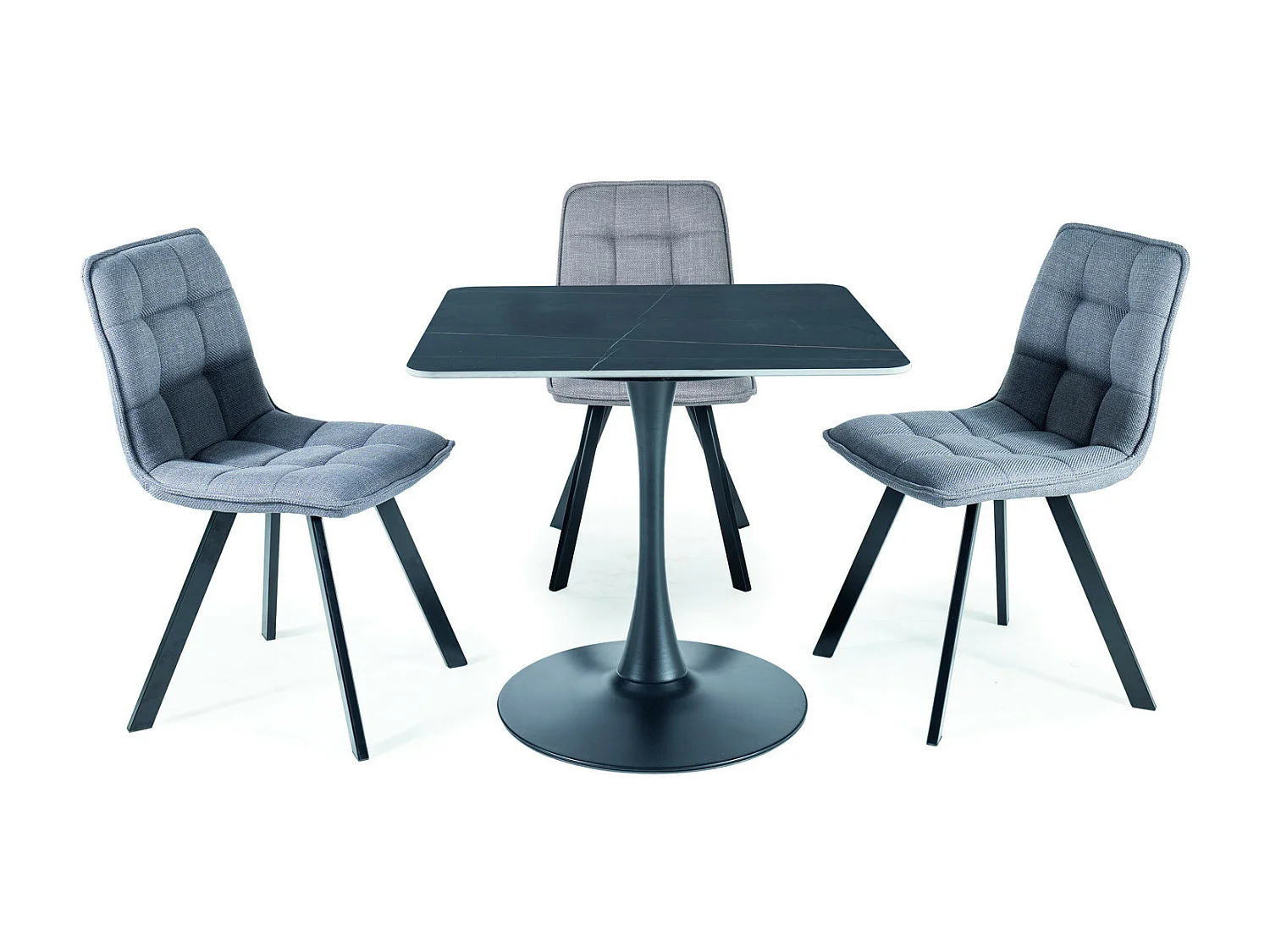 Mesa de comedor negra de 80 cm con tapa de cerámica y base de metal Sasha II