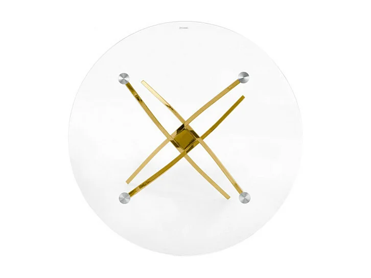 Table 100cm avec plateau en verre et pied doré Clara
