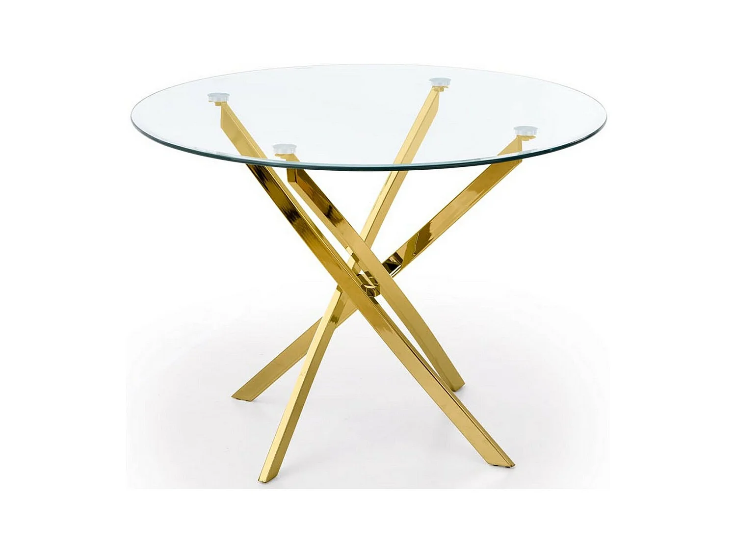 Table 100cm avec plateau en verre et pied doré Clara