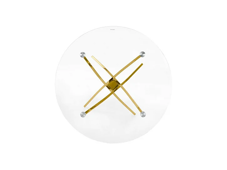 Mesa Clara de 100 cm con tapa de cristal y base dorada