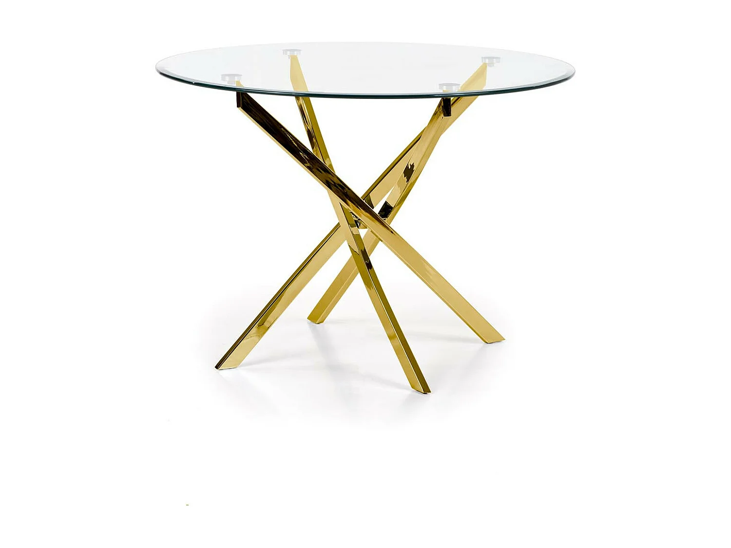 Table 100cm avec plateau en verre et pied doré Clara