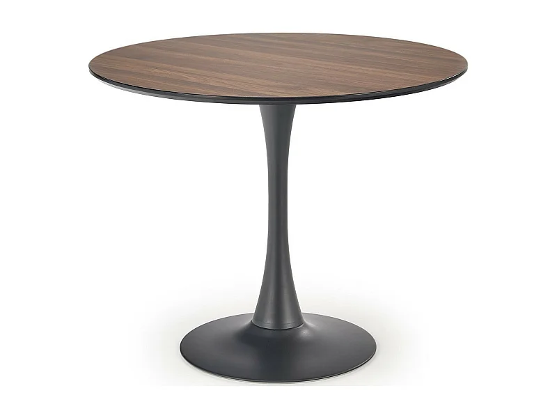 Tavolo Sirocco 90 cm rotondo in noce con gamba centrale nera