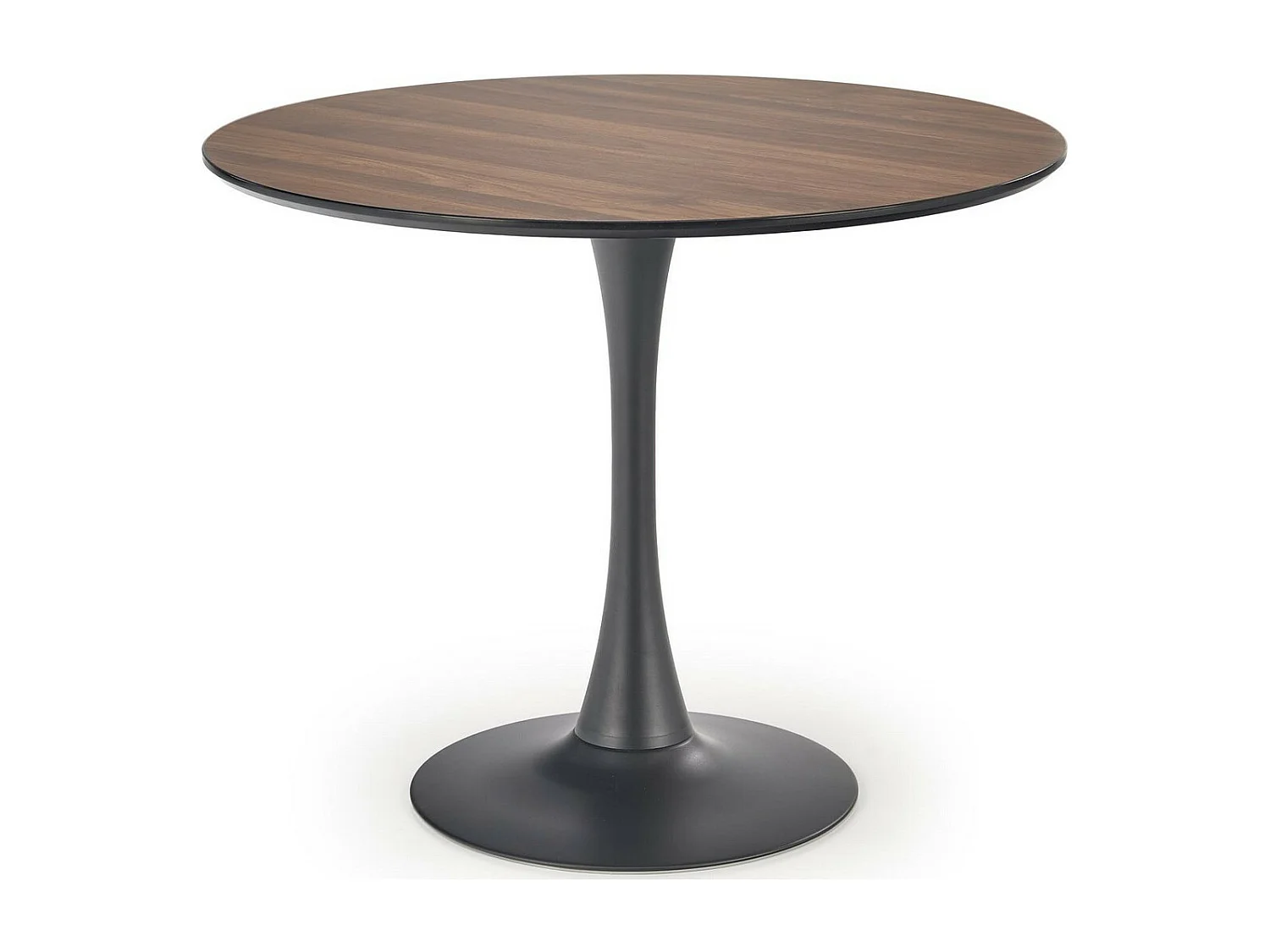 Tavolo Sirocco 90 cm rotondo in noce con gamba centrale nera