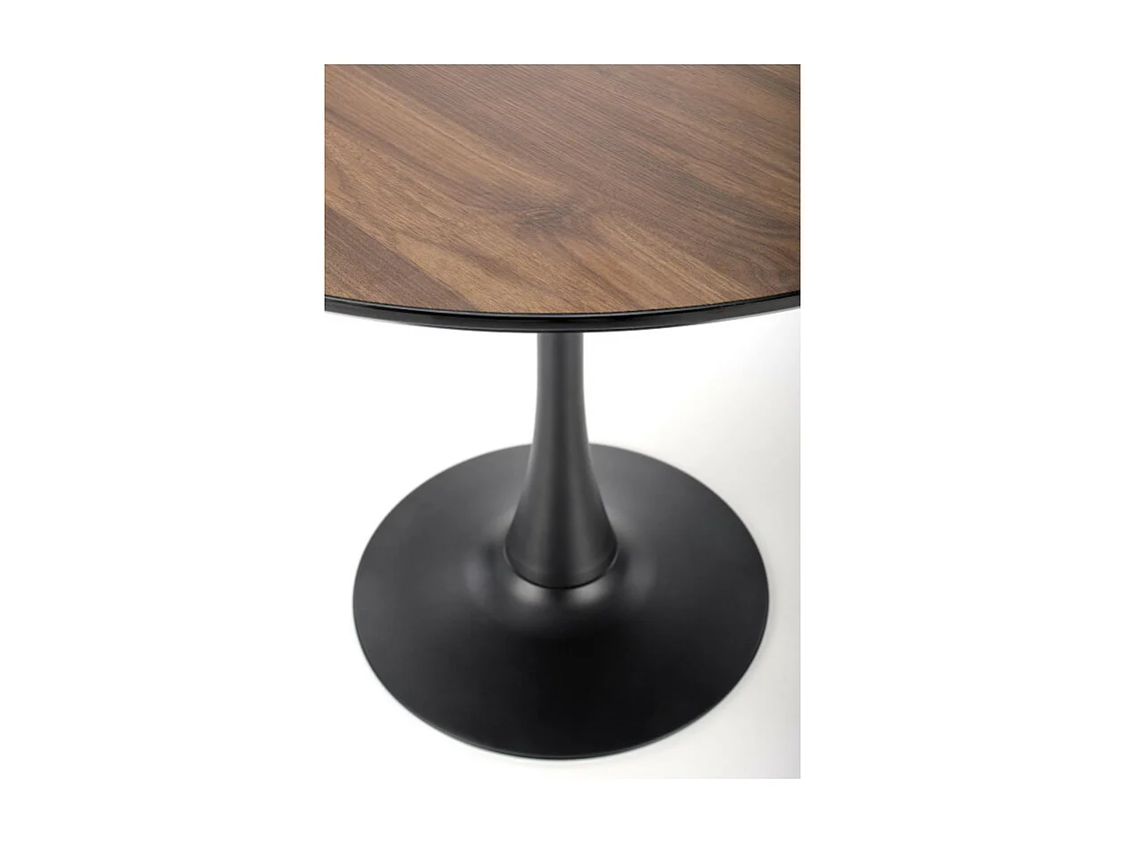 Tavolo Sirocco 90 cm rotondo in noce con gamba centrale nera