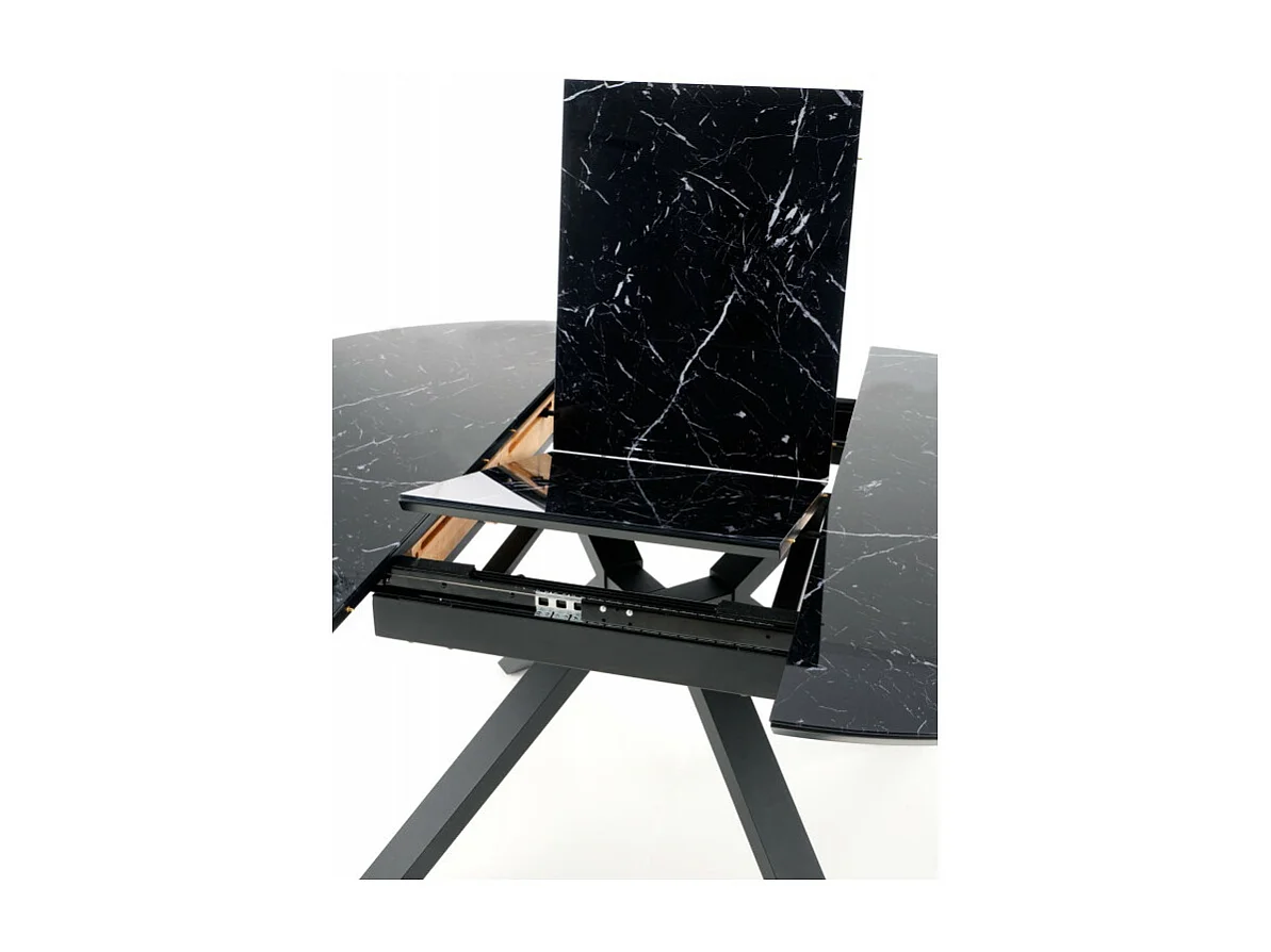 Tavolo da pranzo rotondo allungabile in marmo nero GALATEE