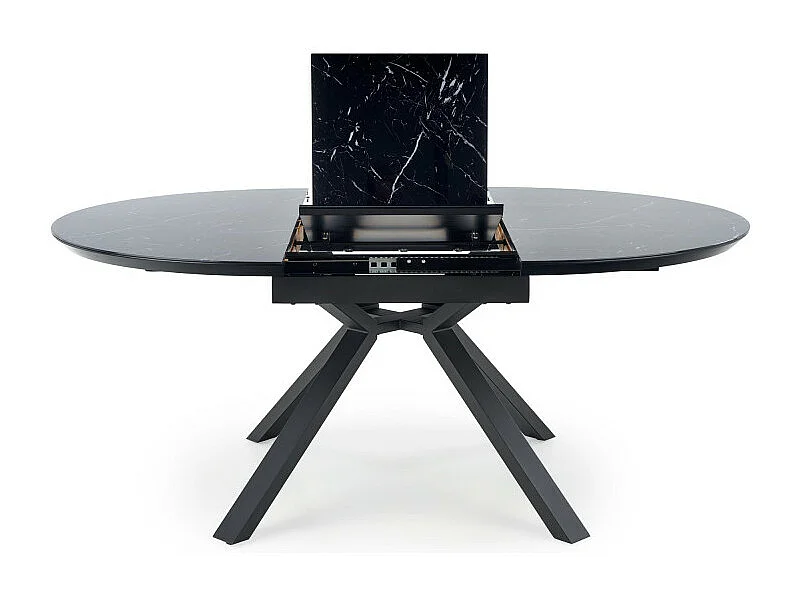 Tavolo da pranzo rotondo allungabile in marmo nero GALATEE