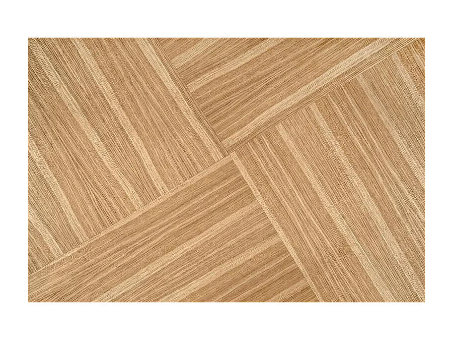 Mesa de comedor contemporánea redonda con tablero de aspecto roble natural y pata central negra OCTANT