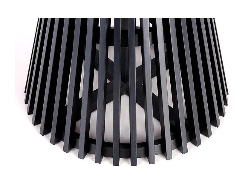 Mesa de comedor contemporánea redonda con tablero de aspecto roble natural y pata central negra OCTANT