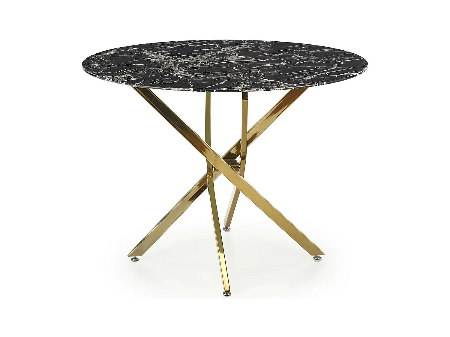 Table 100cm avec plateau aspect marbre noir et pied doré Mezzo
