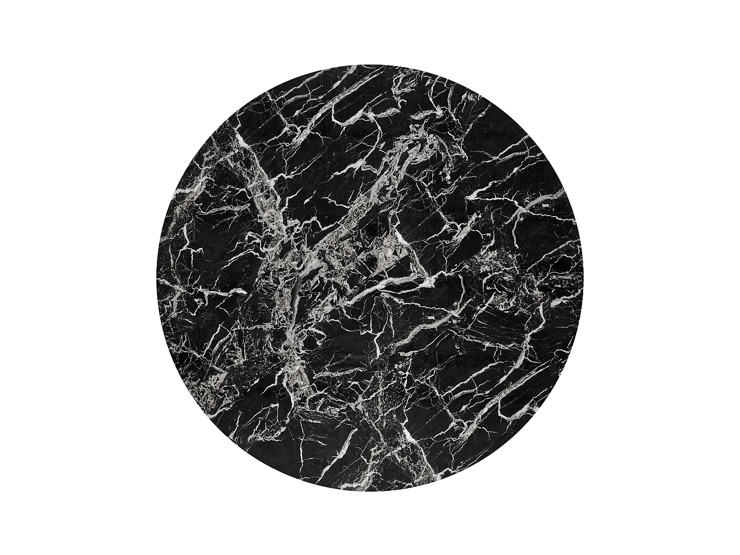 Mesa de 100 cm con tablero de aspecto mármol negro y base Mezzo dorada