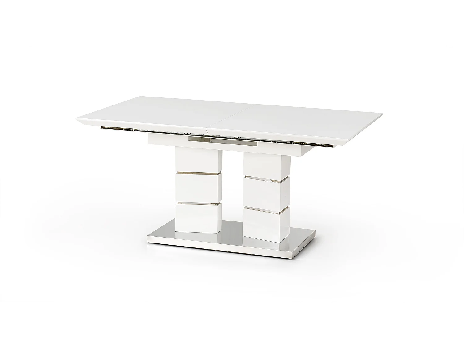 Table à manger double pied blanc laqué Liva