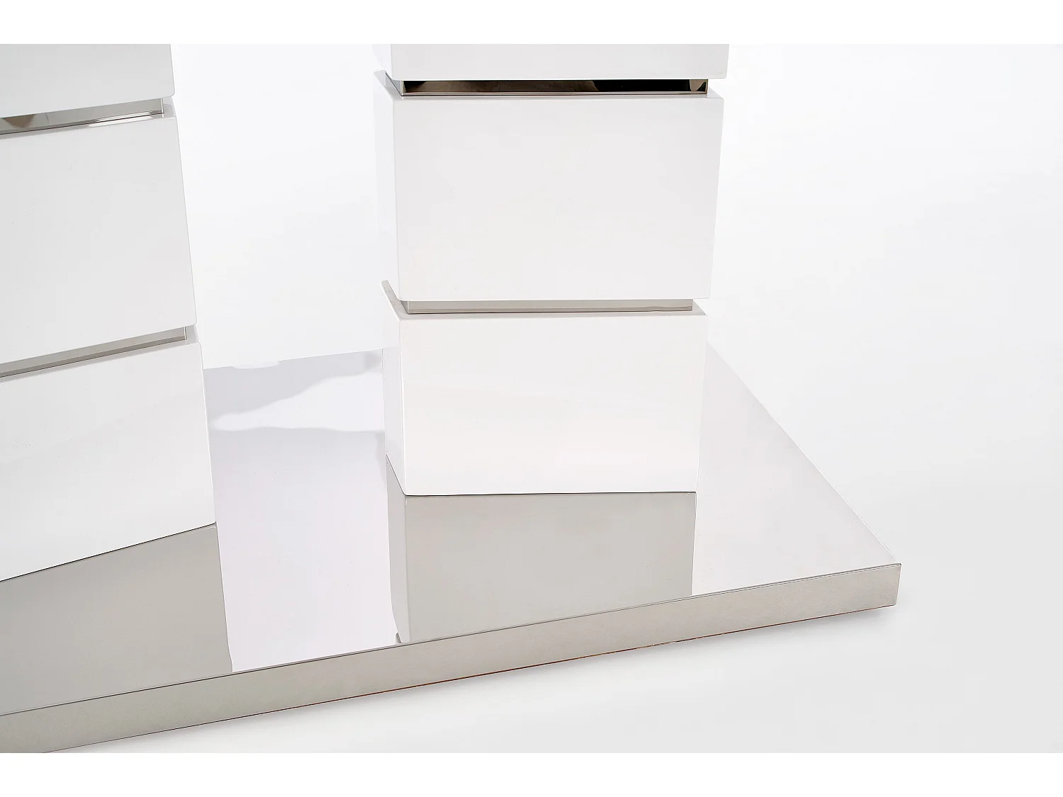 Table à manger double pied blanc laqué Liva