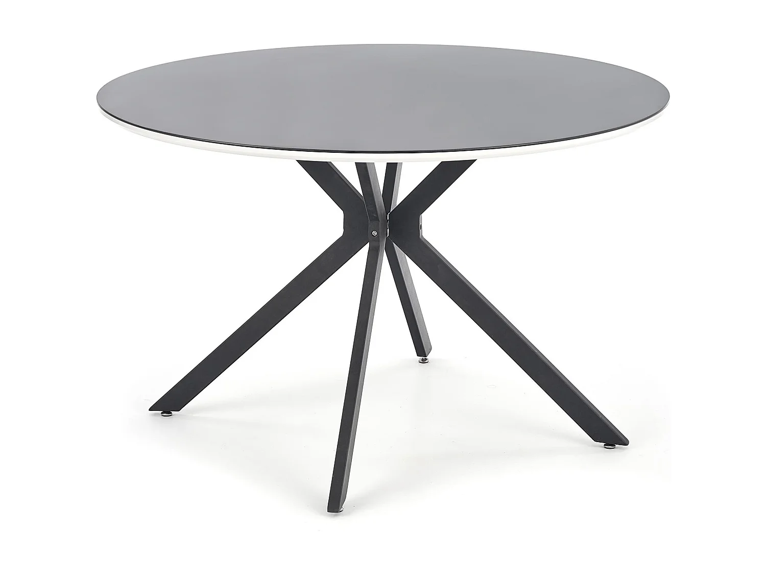 Mesa redonda 120cm en lacado negro con borde blanco Brillante