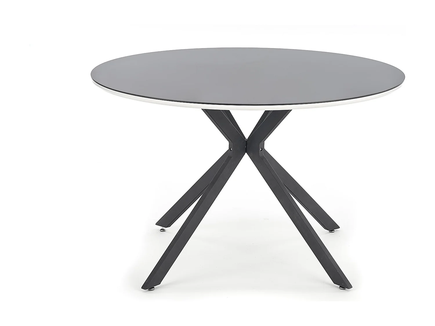 Tavolo rotondo da 120 cm in lacca nera con bordo bianco Shiny