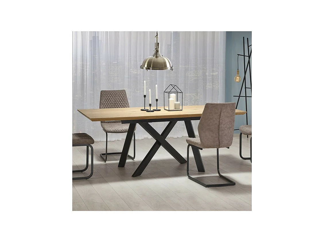 Table industrielle bois et métal 160/200 x 90 Vegas