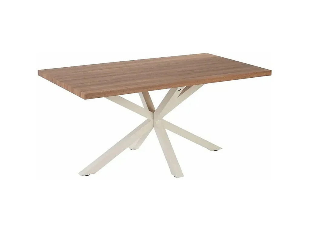 Table à manger 160x90 blanche et bois Jorik