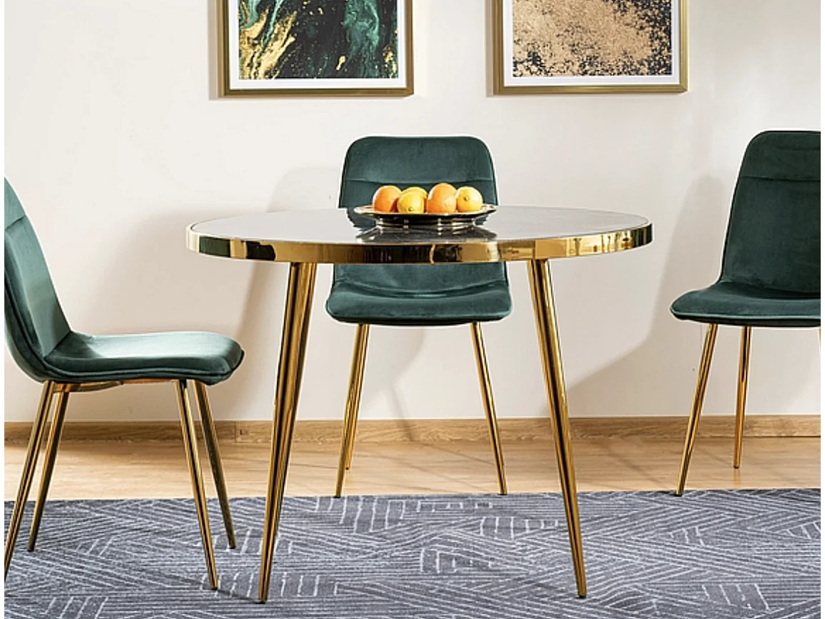 Table à manger ronde noir & or 100cm Nola