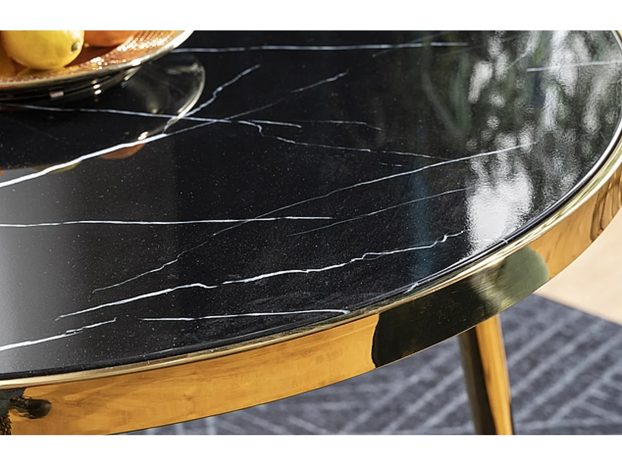 Table à manger ronde noir & or 100cm Nola