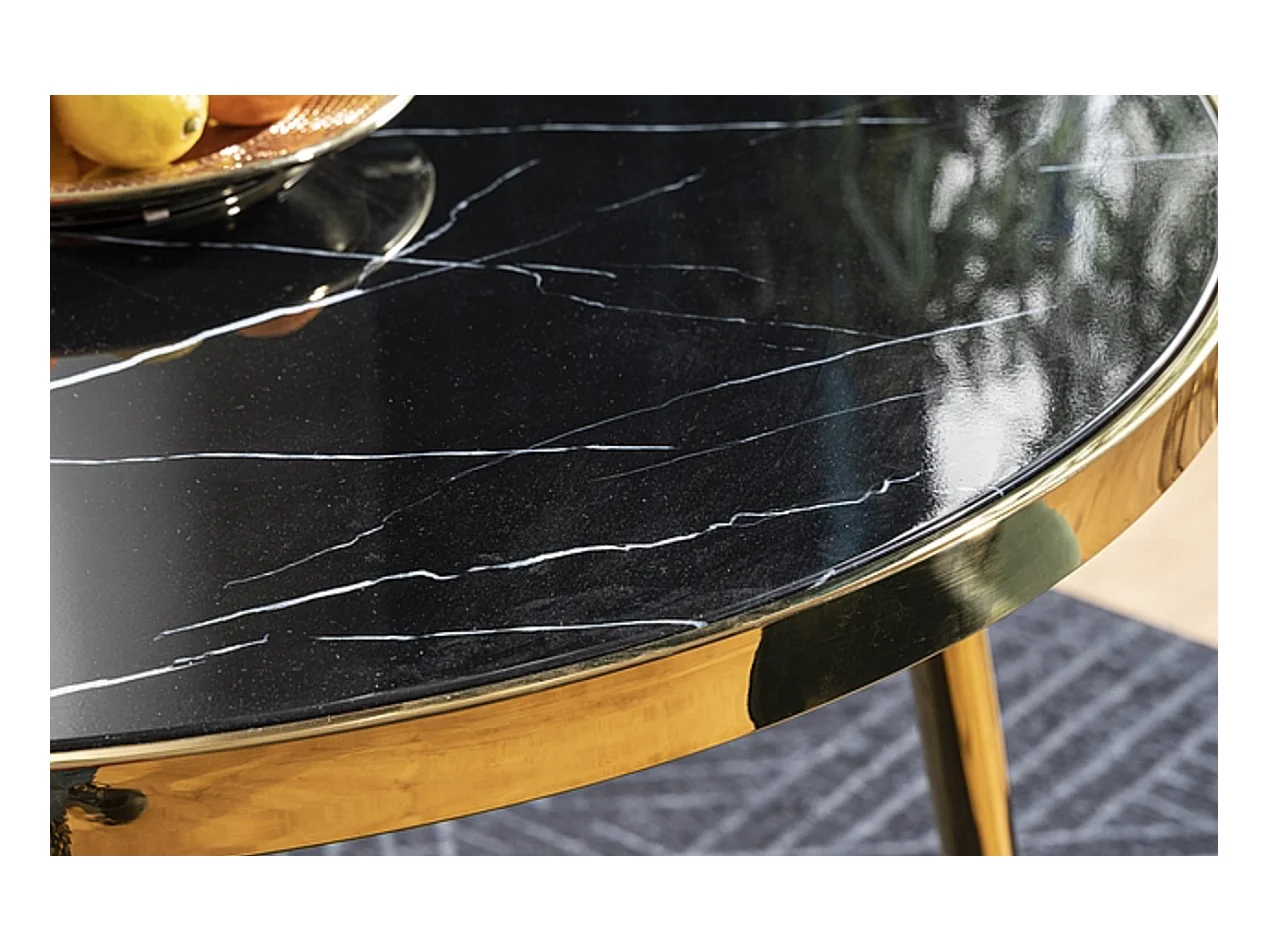 Mesa de comedor redonda negra y dorada 100cm Nola