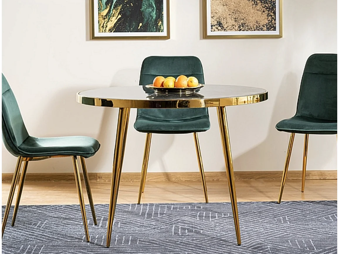 Table à manger ronde noir & or 100cm Nola