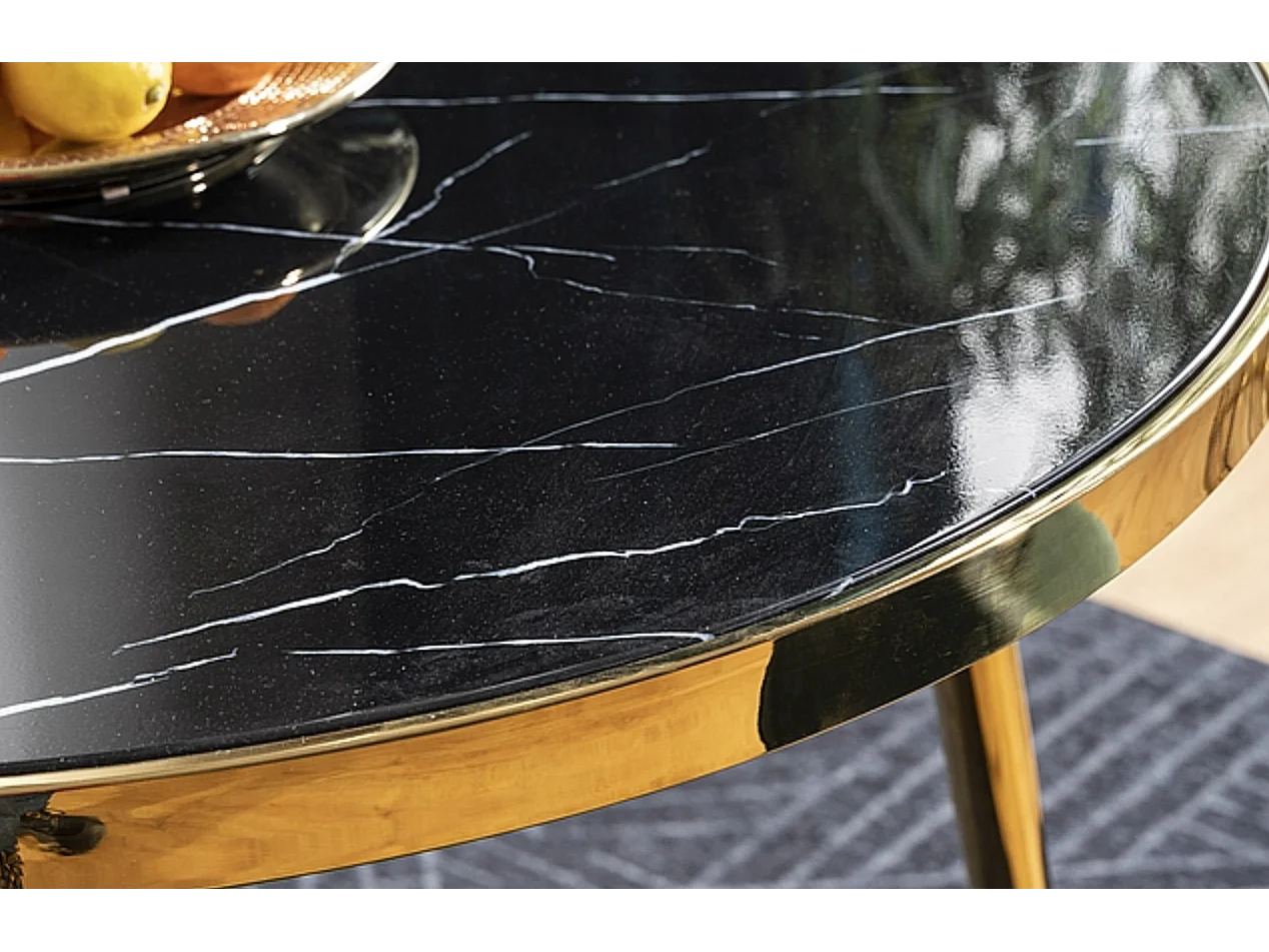 Table à manger ronde noir & or 100cm Nola