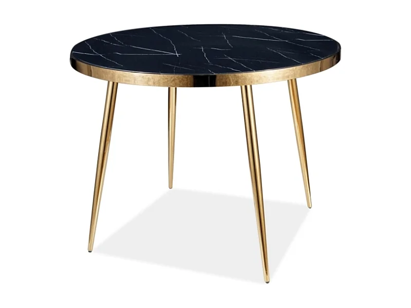 Tavolo da pranzo rotondo nero e oro 100 cm Nola