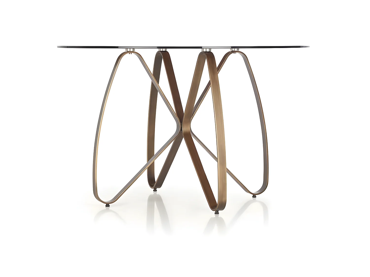 Mesa de diseño Mick de bronce y vidrieras