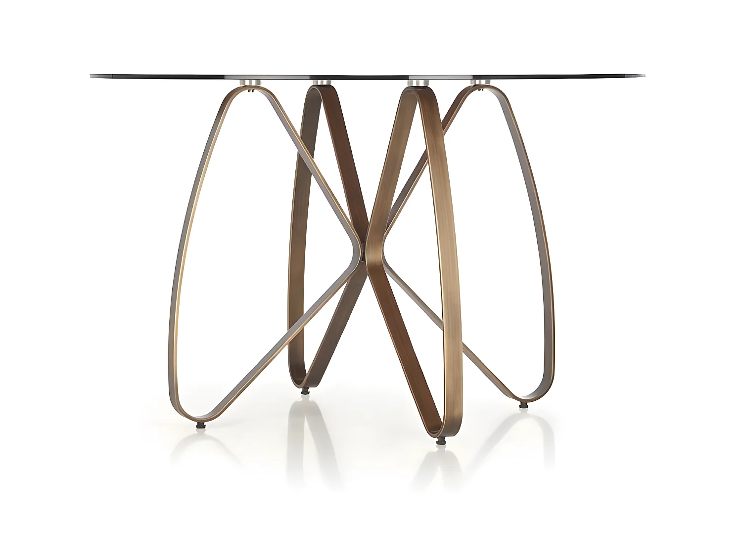 Mesa de diseño Mick de bronce y vidrieras