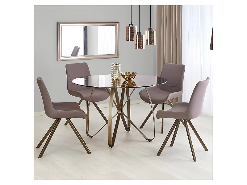 Tavolo di design in bronzo e vetro colorato Mick