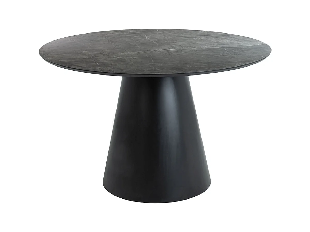 Table à manger design ronde - effet marbre noir - 120 cm Olta