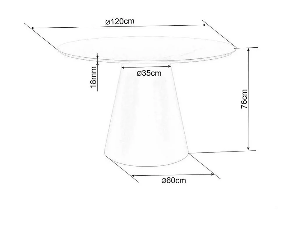 Table à manger design ronde - effet marbre noir - 120 cm Olta
