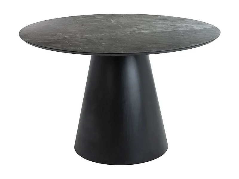 Mesa de comedor redonda de diseño - efecto mármol negro - 120 cm Olta