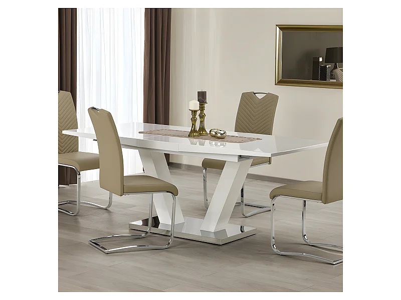 Mesa de comedor en V blanca Vlada