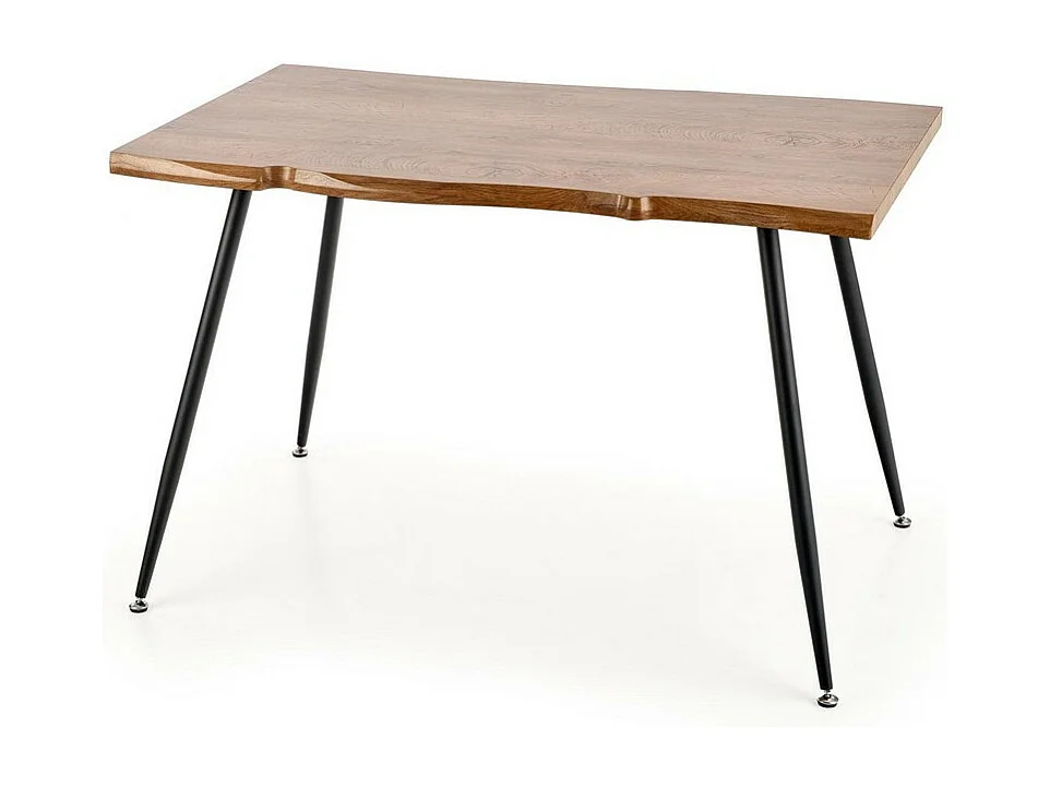 Mesa de comedor Olga con tablero de aspecto roble natural y patas de acero negro