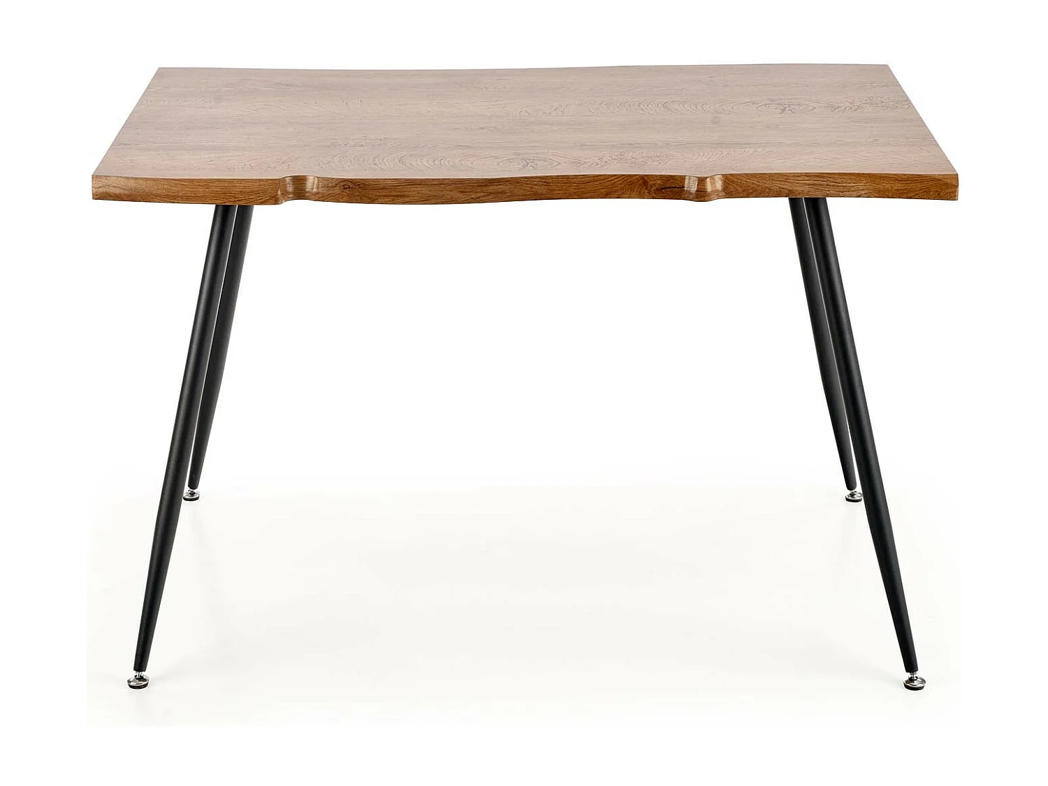 Mesa de comedor Olga con tablero de aspecto roble natural y patas de acero negro