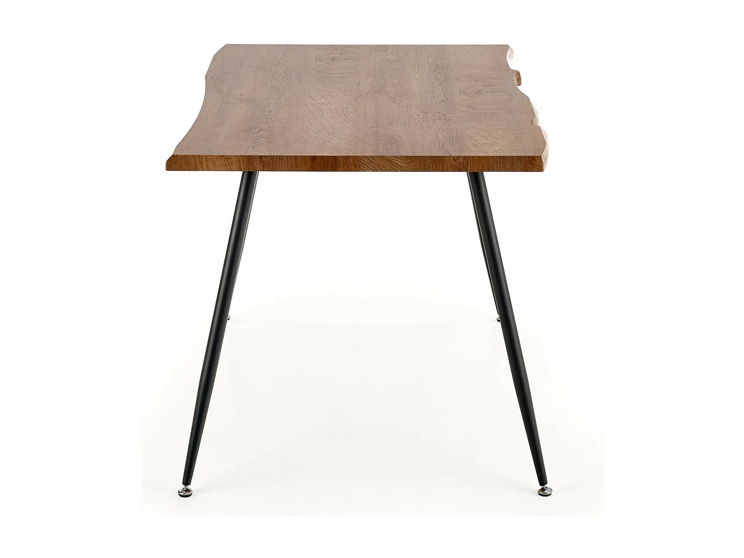 Mesa de comedor Olga con tablero de aspecto roble natural y patas de acero negro