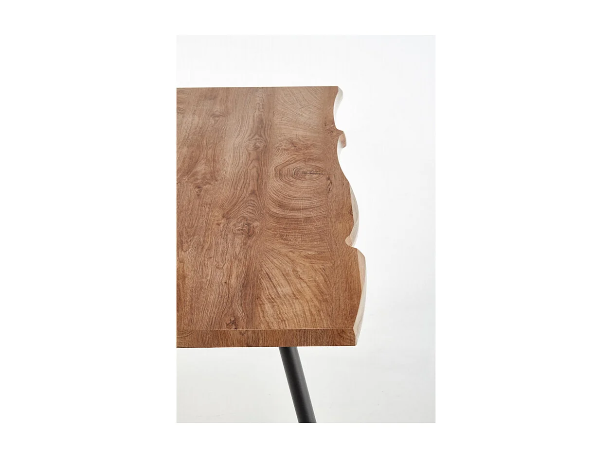 Mesa de comedor Olga con tablero de aspecto roble natural y patas de acero negro