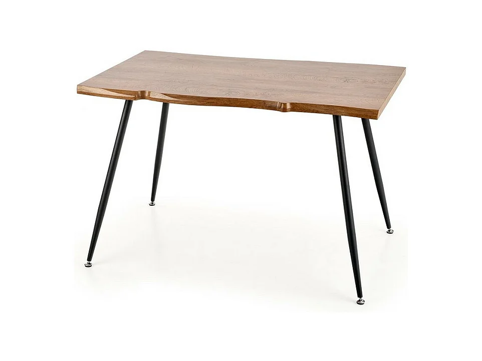 Table de salle à manger avec plateau aspect chêne naturel et pieds en acier noir Olga