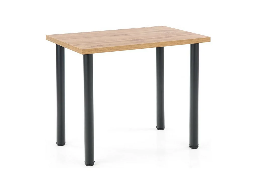 Table de cuisine 90x60 cm avec plateau aspect chêne wotan et pieds noirs en métal RIGEL2