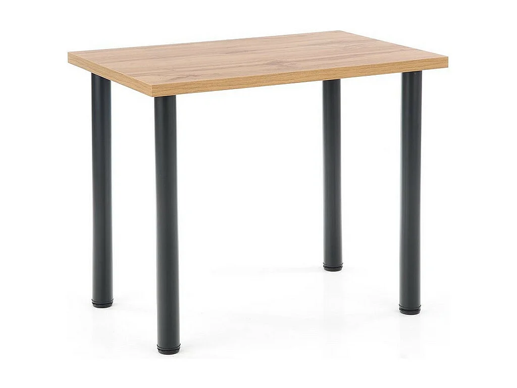 Table de cuisine 90x60 cm avec plateau aspect chêne wotan et pieds noirs en métal RIGEL2