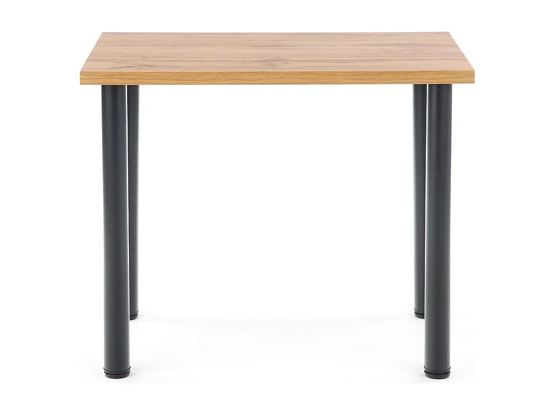 Table de cuisine 90x60 cm avec plateau aspect chêne wotan et pieds noirs en métal RIGEL2