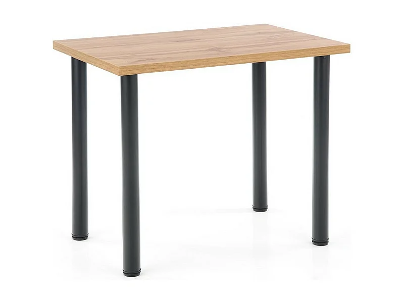 Table de cuisine 90x60 cm avec plateau aspect chêne wotan et pieds noirs en métal RIGEL2