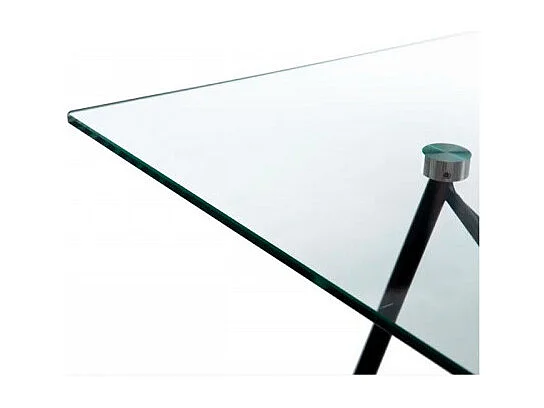 Mesa de comedor de diseño Phoenix 140x80cm con tapa de cristal y patas de metal
