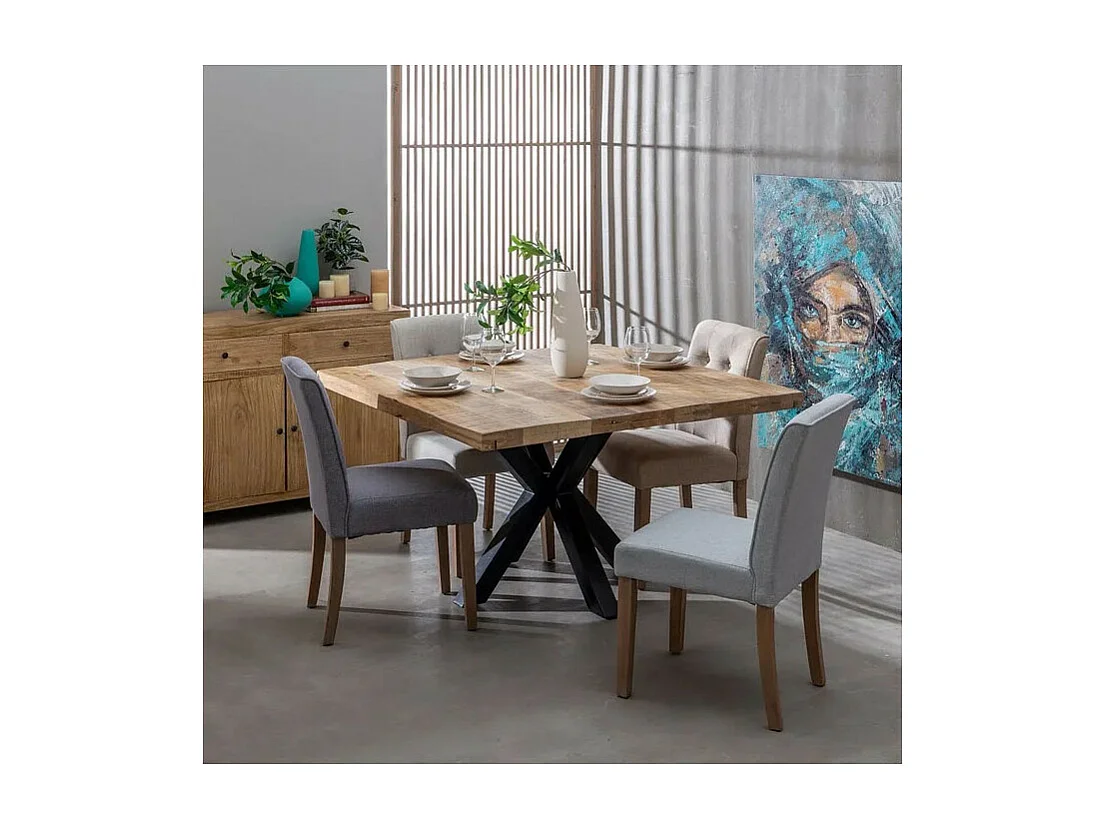 Mesa de comedor cuadrada de madera y metal 130cm Ernest